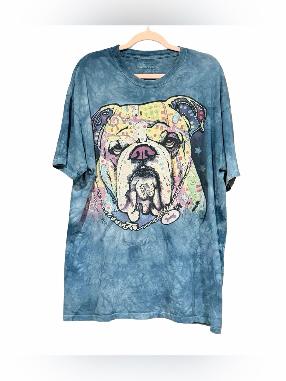 Vintage Y2K The Mountain Bulldog Tie-Dye Tee Oversized Graphic Artsy Dog